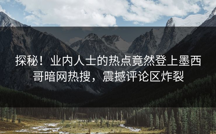 探秘！业内人士的热点竟然登上墨西哥暗网热搜，震撼评论区炸裂