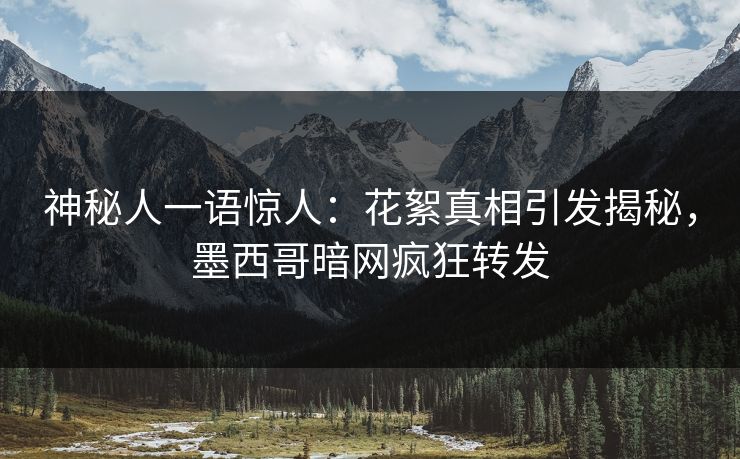 神秘人一语惊人：花絮真相引发揭秘，墨西哥暗网疯狂转发