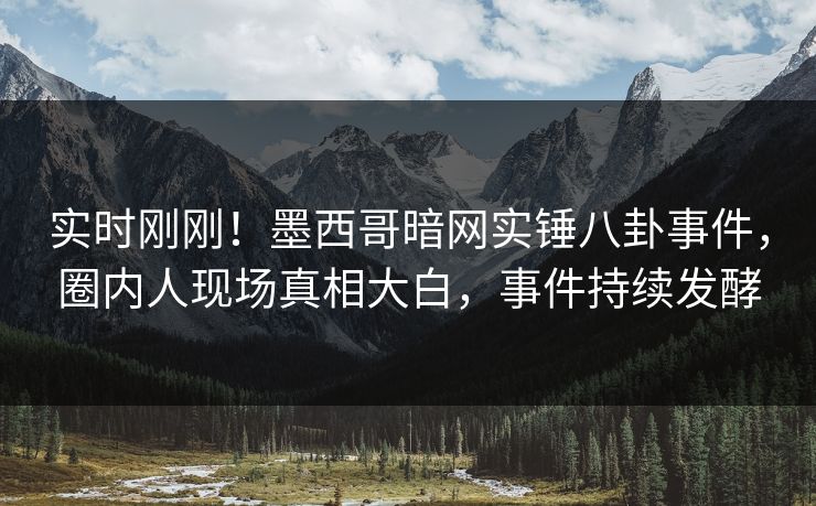 实时刚刚！墨西哥暗网实锤八卦事件，圈内人现场真相大白，事件持续发酵