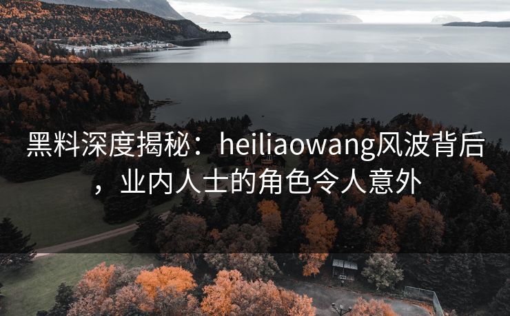 黑料深度揭秘：heiliaowang风波背后，业内人士的角色令人意外